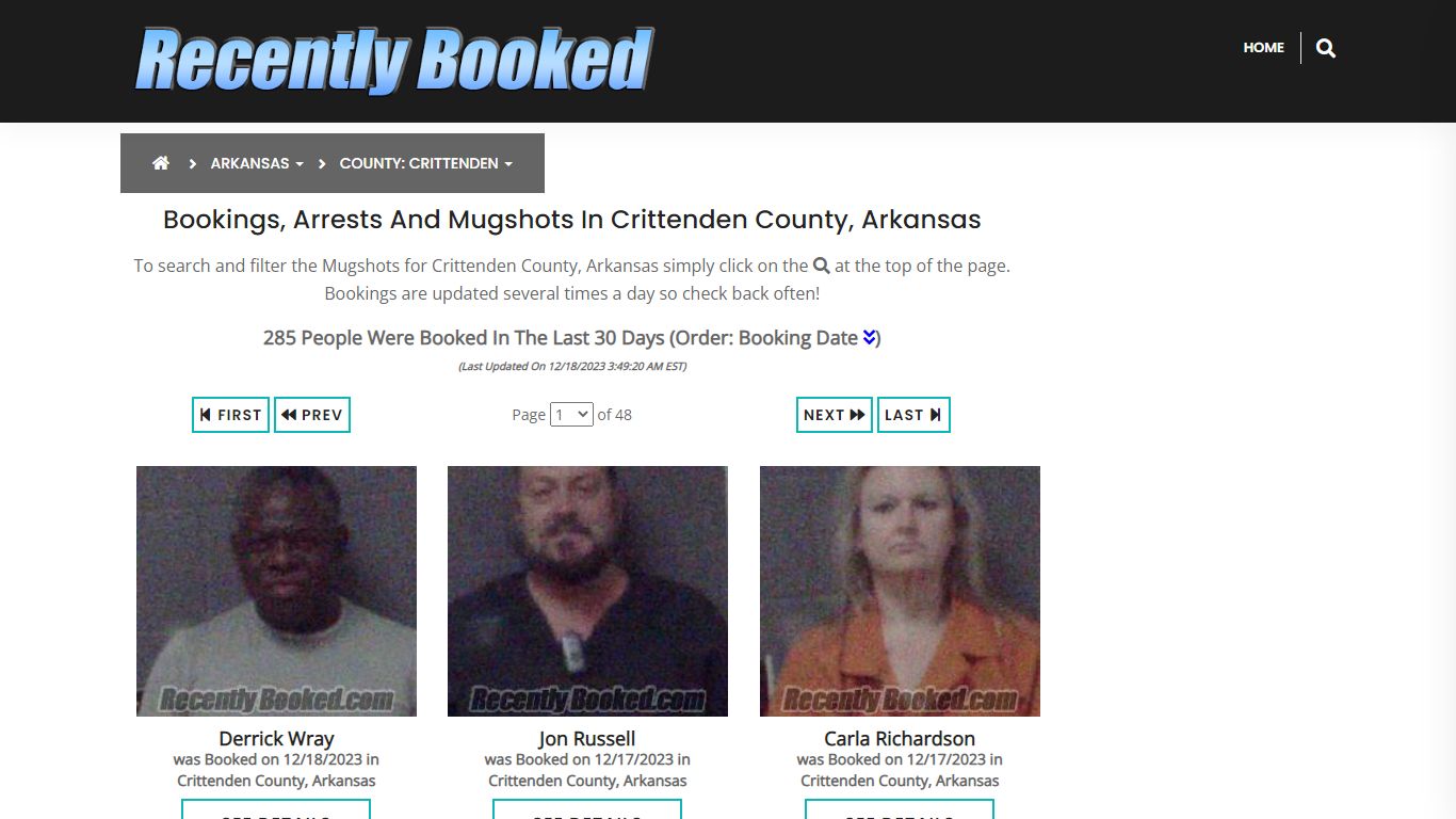 Recent bookings, Arrests, Mugshots in Crittenden County, Arkansas